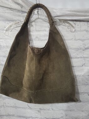 HOBO Olive Suede Braided-Handle Hobo